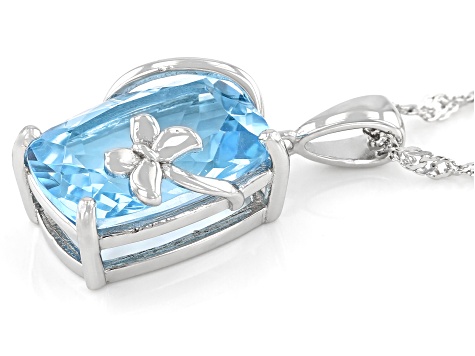 Sky Blue Glacier Topaz Rhodium Over Sterling Silver Pendant With Chain 6.50ct