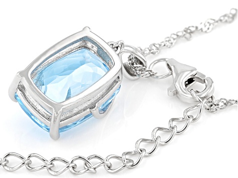 Sky Blue Glacier Topaz Rhodium Over Sterling Silver Pendant With Chain 6.50ct