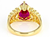 Red Lab Created Ruby 18k yellow Gold Over Sterling Silver Ring 3.10ctw