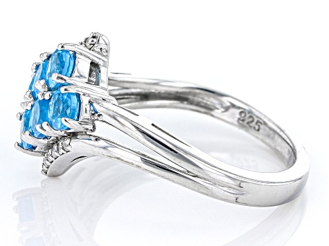 Round Neon Apatite With Round White Diamond Rhodium Over Sterling Silver Ring 0.87ctw