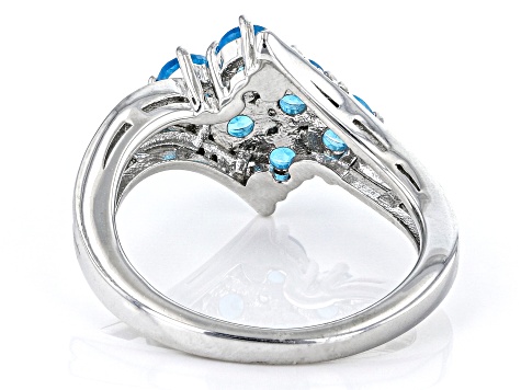Round Neon Apatite With Round White Diamond Rhodium Over Sterling Silver Ring 0.87ctw