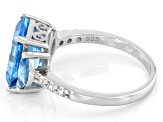 Swiss Blue Topaz Rhodium Over Sterling Silver Ring 4.16ctw