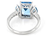Swiss Blue Topaz Rhodium Over Sterling Silver Ring 4.16ctw