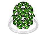 Green Chrome Diopside Rhodium Over Sterling Silver Ring. 3.36ctw