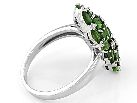 Green Chrome Diopside Rhodium Over Sterling Silver Ring. 3.36ctw