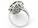 Green Chrome Diopside Rhodium Over Sterling Silver Ring. 3.36ctw