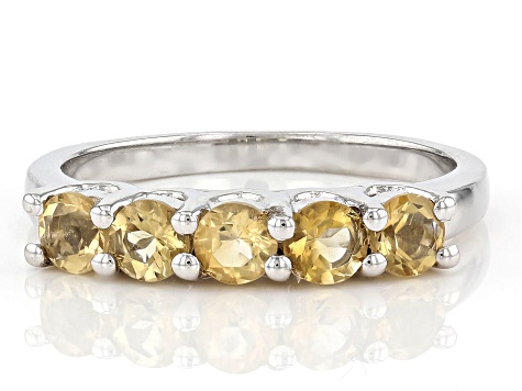 Yellow Citrine Rhodium Over Sterling Silver Ring  0.68ctw