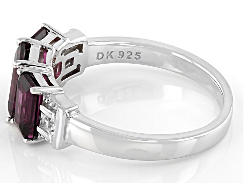 Purple Rhodolite With Lab Created White Sapphire Rhodium Over Sterling Silver Ring 2.67ctw.