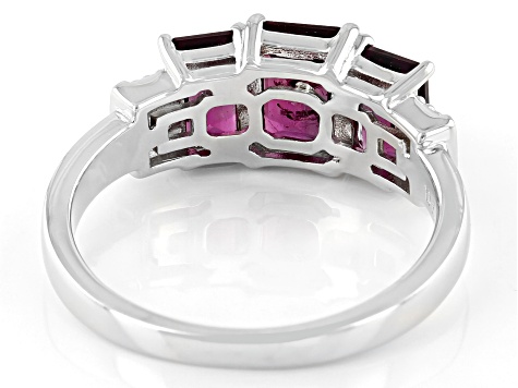 Purple Rhodolite With Lab Created White Sapphire Rhodium Over Sterling Silver Ring 2.67ctw.