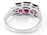 Purple Rhodolite With Lab Created White Sapphire Rhodium Over Sterling Silver Ring 2.67ctw.