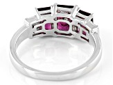 Purple Rhodolite With Lab Created White Sapphire Rhodium Over Sterling Silver Ring 2.67ctw.