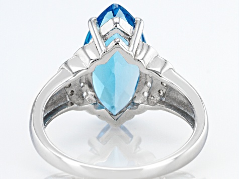 Blue Topaz Rhodium Over Sterling Silver Ring. 4.06ctw