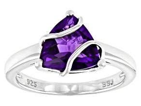 Purple African Amethyst Rhodium Over Sterling Silver Ring 2.08ct