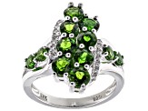 Green Chrome Diopside Rhodium Over Sterling Silver Ring 2.40ctw