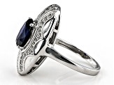 Blue Lab Created Sapphire Rhodium Over Sterling Silver Ring 2.40ctw