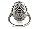 Blue Lab Created Sapphire Rhodium Over Sterling Silver Ring 2.40ctw