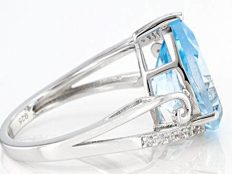 Blue Glacier Topaz Rhodium Over Sterling Silver Ring 4.83ctw
