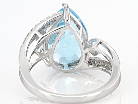 Blue Glacier Topaz Rhodium Over Sterling Silver Ring 4.83ctw