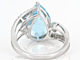 Blue Glacier Topaz Rhodium Over Sterling Silver Ring 4.83ctw