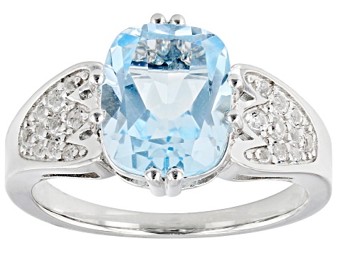 Sky Blue Glacier Topaz Rhodium Over Sterling Silver Ring 3.34ctw