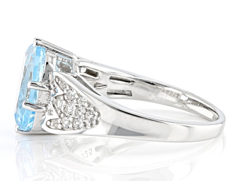 Sky Blue Glacier Topaz Rhodium Over Sterling Silver Ring 3.34ctw