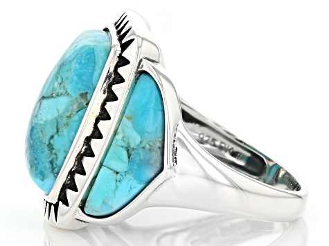 Blue Turquoise Oxidized Sterling Silver Ring