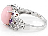 Pink Opal Rhodium Over Sterling Silver Ring 0.59ctw