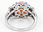 Pink Opal Rhodium Over Sterling Silver Ring 0.59ctw