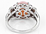 Pink Opal Rhodium Over Sterling Silver Ring 0.59ctw