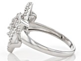 Lab Created White Sapphire Rhodium Over Sterling Silver Star Ring 0.71ctw