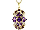 Purple Amethyst 18k Yellow Gold Over Sterling Silver Pendant With Chain 1.95ctw