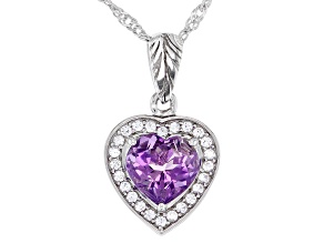 Purple Amethyst Rhodium Over Sterling Silver Pendant With Chain 1.64ctw
