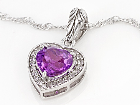Purple Amethyst Rhodium Over Sterling Silver Pendant With Chain 1.64ctw