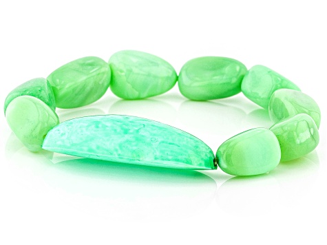 Green Opal Beaded Stretch Bracelet