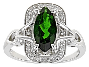 Green Chrome Diopside Rhodium Over Sterling Silver Ring 1.84ctw