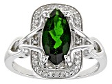 Green Chrome Diopside Rhodium Over Sterling Silver Ring 1.84ctw