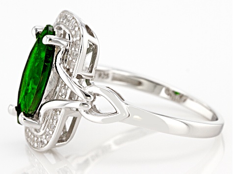 Green Chrome Diopside Rhodium Over Sterling Silver Ring 1.84ctw
