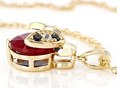 Red Lab Created Ruby 18k Yellow Gold Over Sterling Silver Pendant With Chain 4.82ctw