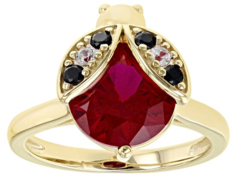 Red Lab Created Ruby 18k Yellow Gold Over Sterling Silver Ring 4.82ctw