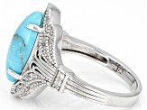 Blue Marquise Turquoise Rhodium Over Sterling Silver Ring 14x7mm