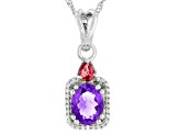 Purple Amethyst Rhodium Over Sterling Silver Pendant With Chain. 2.39ctw