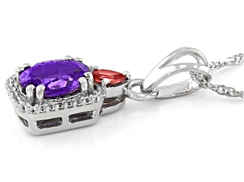 Purple Amethyst Rhodium Over Sterling Silver Pendant With Chain. 2.39ctw