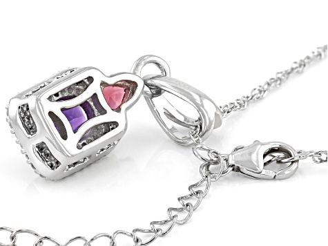 Purple Amethyst Rhodium Over Sterling Silver Pendant With Chain. 2.39ctw