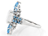 Rainbow Moonstone Rhodium Over Sterling Silver Ring 1.02ctw