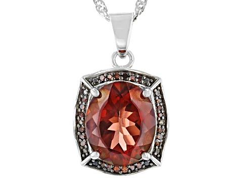 Red Labradorite Rhodium Over Sterling Silver Pendant With Chain 3.59ctw ...