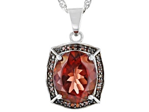 Red Labradorite Rhodium Over Sterling Silver Pendant With Chain 3.59ctw