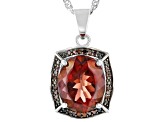 Red Labradorite Rhodium Over Sterling Silver Pendant With Chain 3.59ctw