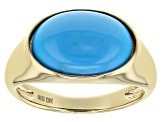 Blue Sleeping Beauty Turquoise 18k Yellow Gold Over Silver Ring