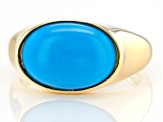 Blue Sleeping Beauty Turquoise 18k Yellow Gold Over Silver Ring
