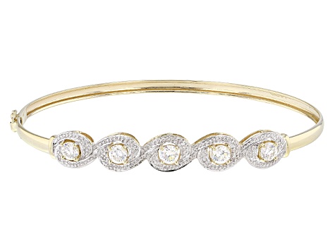 White Lab Created Strontium Anate 10k Gold Bangle Bracelet 2 06 White Lab Created Strontium Anate 10k Gold Bangle Bracelet 2 06ctw